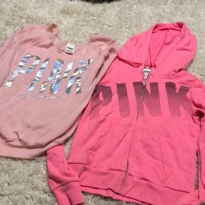 (2) PINK sweatshirts/jackets